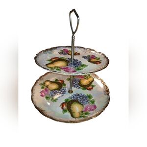 Vintage Hollywood Regency 2 Tier Porcelain Serving Dish